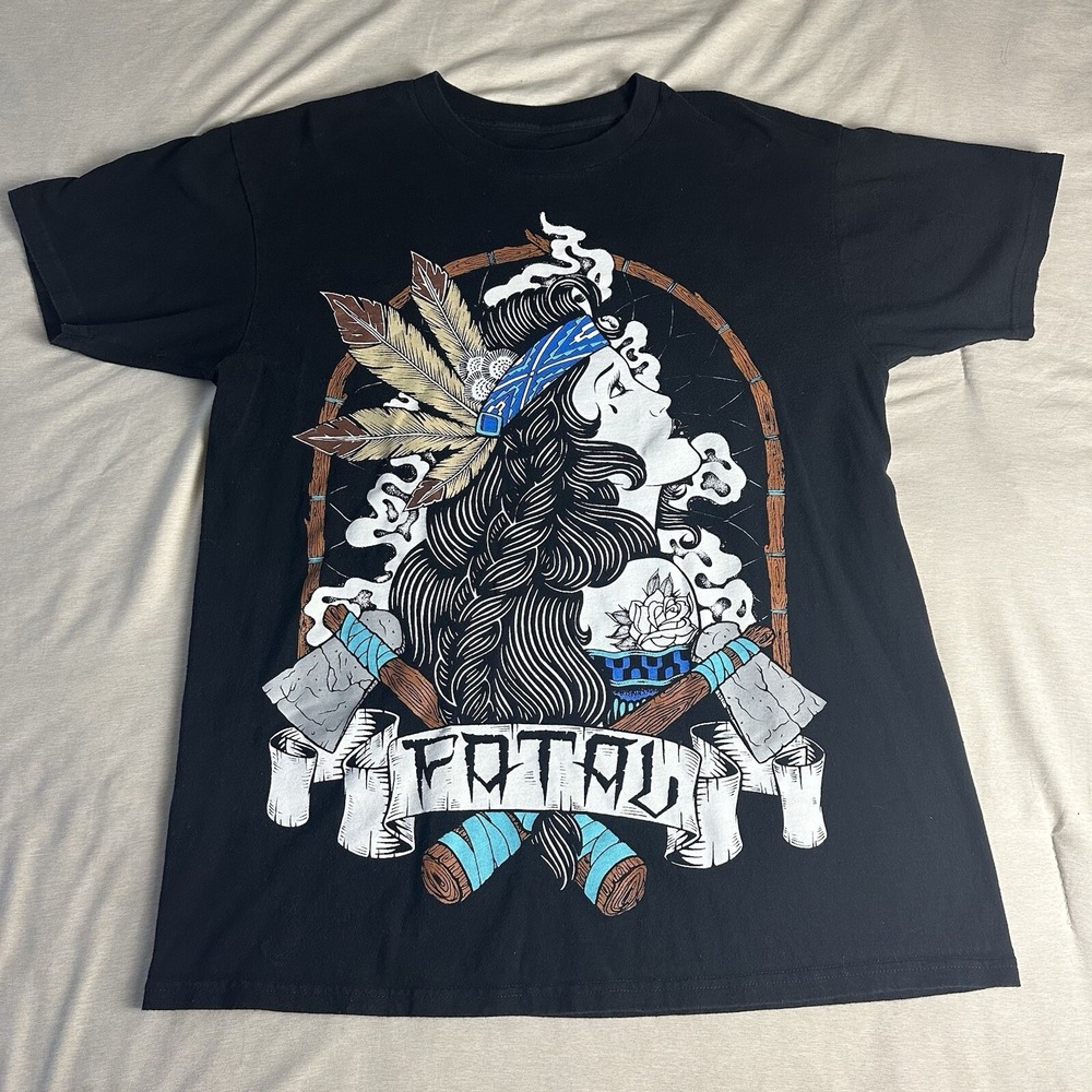 Fatal Crew T-Shirt Mens Large L Black‎ 100% Cotton Regular Fit Graphic Back Hit